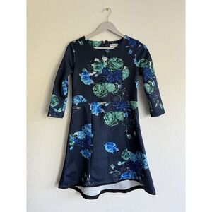 PINKO Pinko Up Mini Floral Dress Girl Blue 3/4 Sleeves Wedding Guest Size XXL